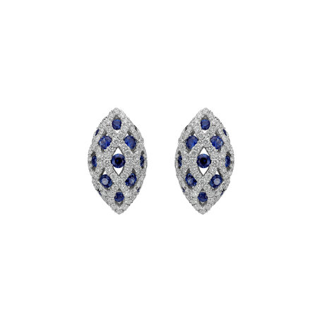 Diamond earrings with Sapphire Dark Blue Catherine