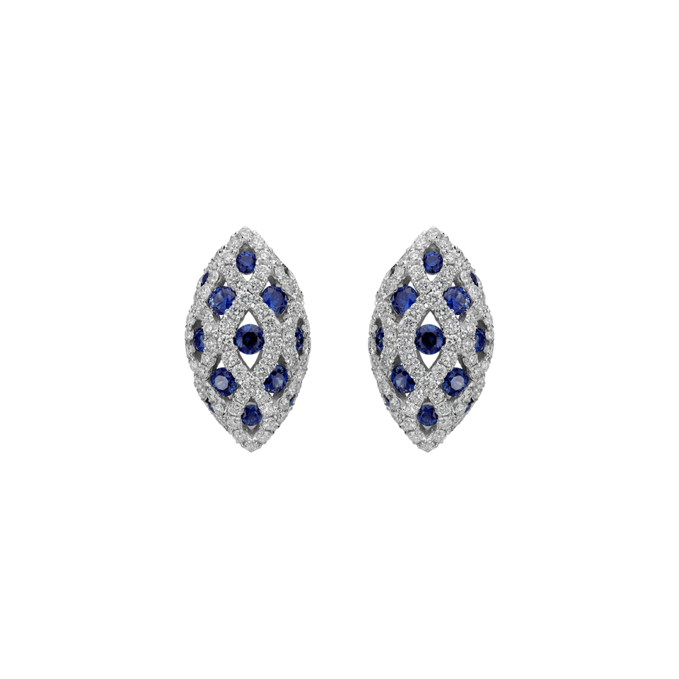 Diamond earrings with Sapphire Dark Blue Catherine