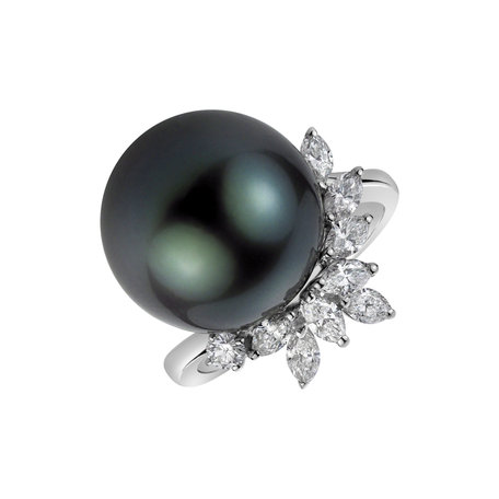 Diamond ring with Pearl Pearl Eminence