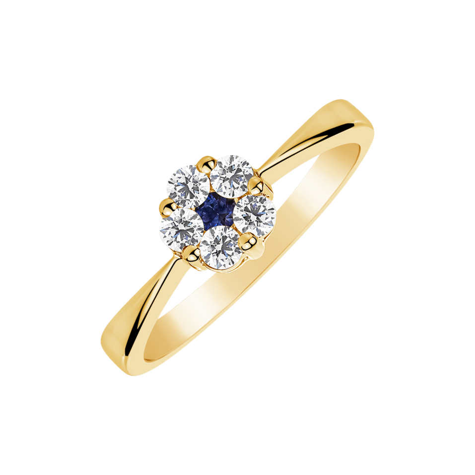 Diamond ring with Sapphire Midnight Fantasy