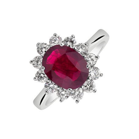 Diamond ring with Ruby Royal Red