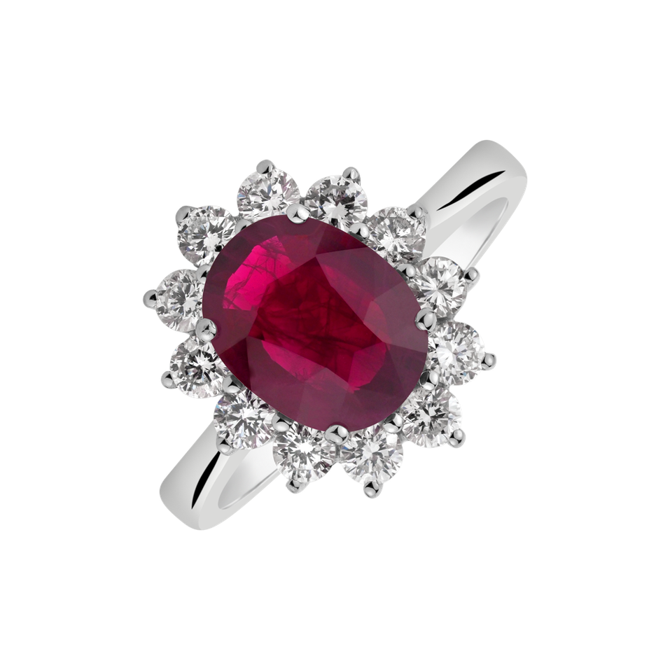 Diamond ring with Ruby Royal Red