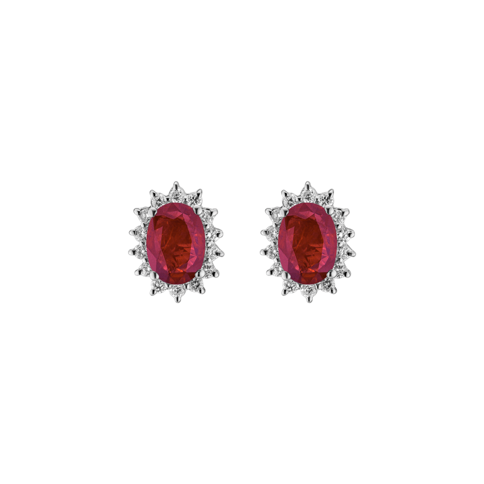 Diamond earrings with Ruby Red Stars