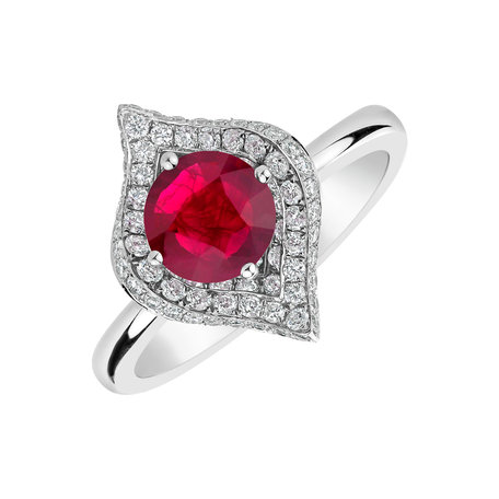 Diamond ring with Ruby Baroque Message