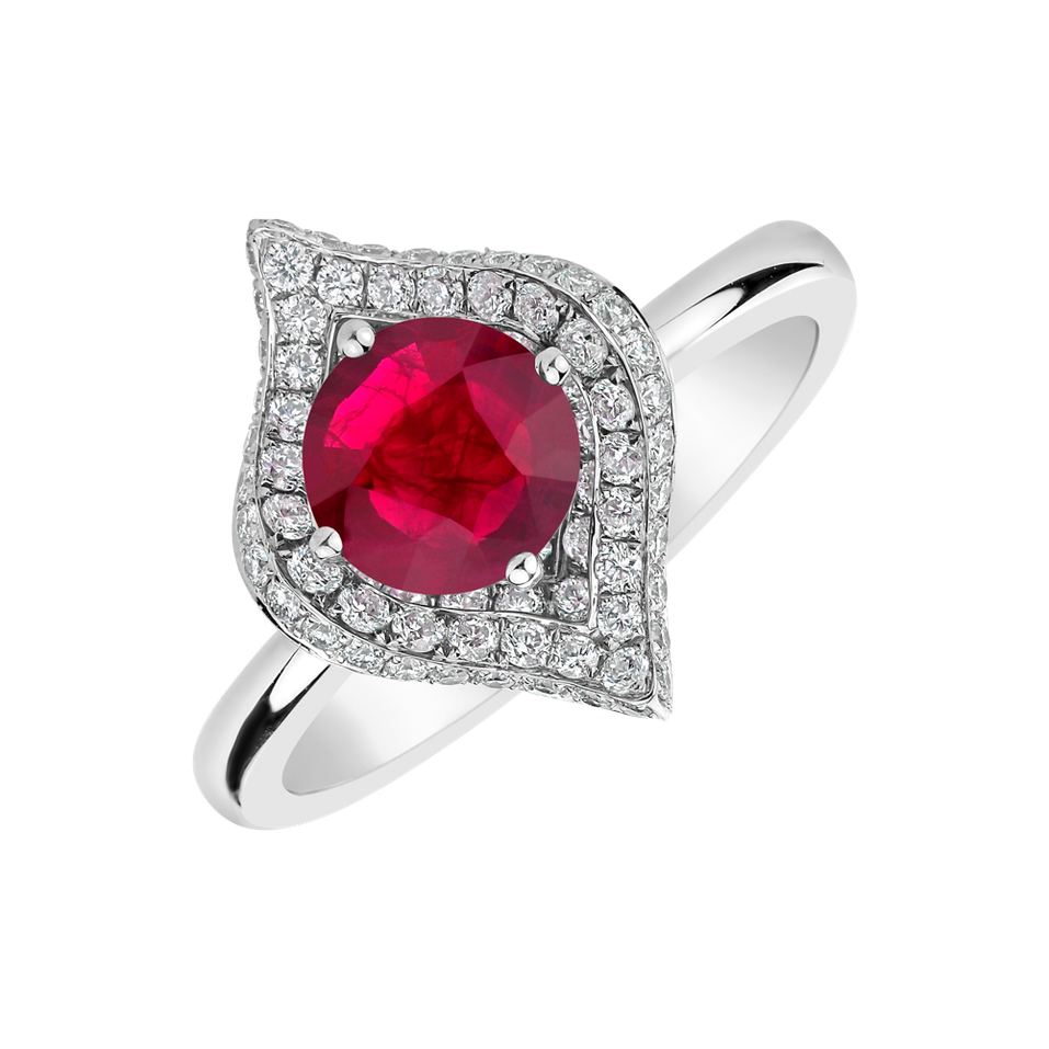 Diamond ring with Ruby Baroque Message