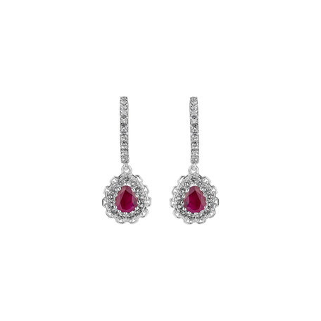 Diamond earrings with Ruby Classic Crimson