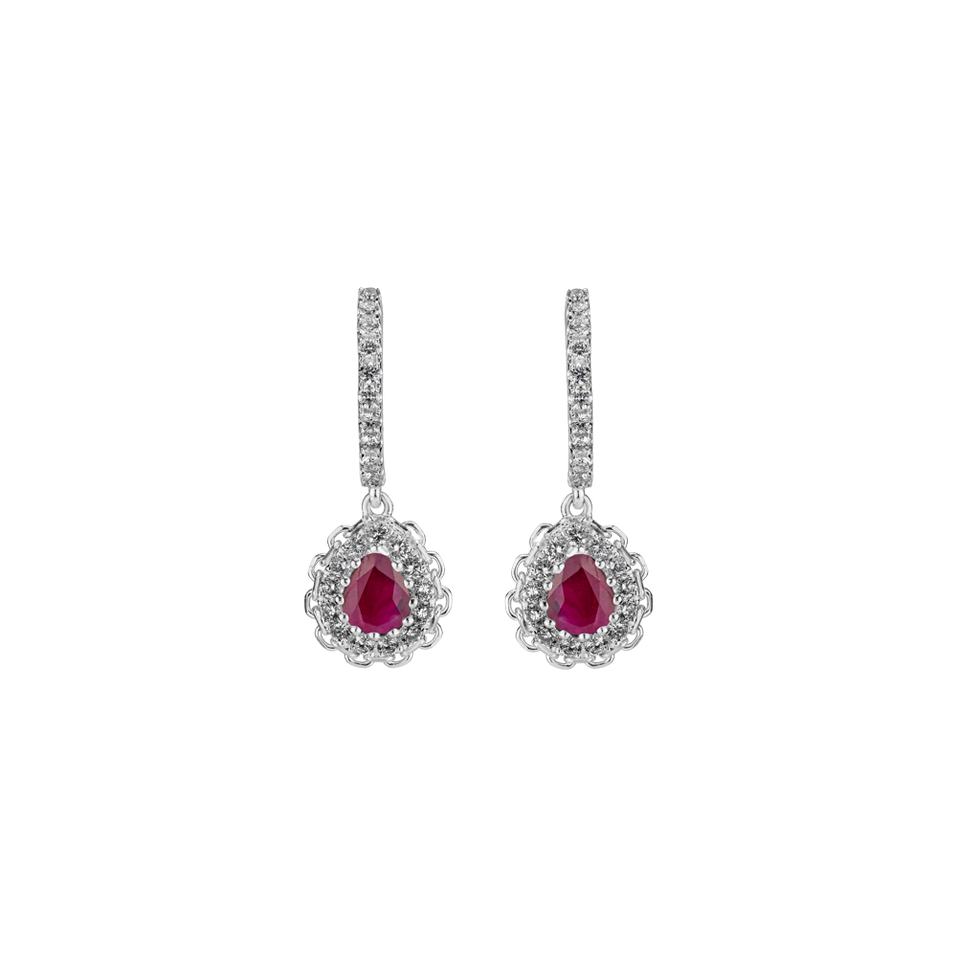 Diamond earrings with Ruby Classic Crimson