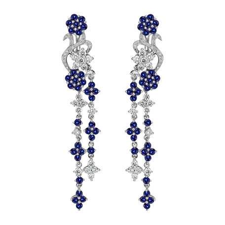 Diamond earrings and Sapphire Moonlight Flowers