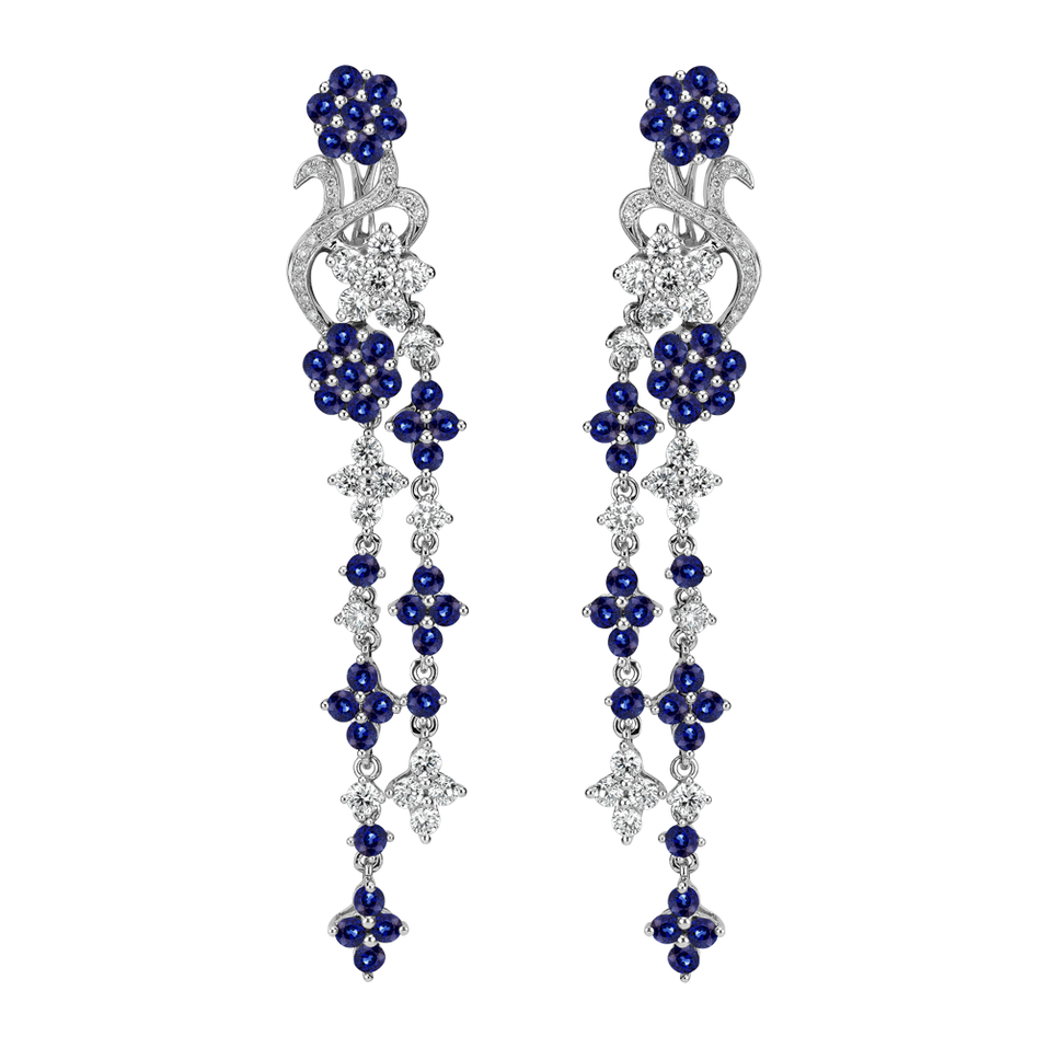 Diamond earrings and Sapphire Moonlight Flowers