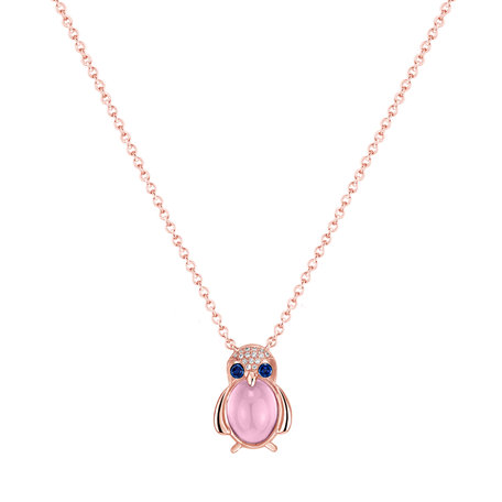 Diamond necklace with Rose Quartz and Sapphires Penguin Secret