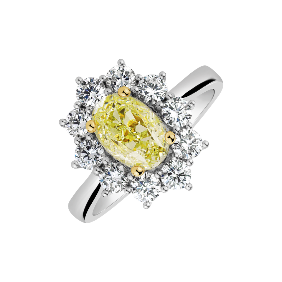 Ring with yellow and white diamonds Argelia