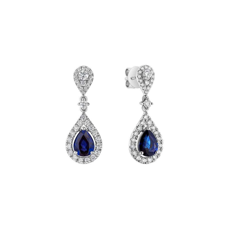 Diamond earrings with Sapphire Lavish Feeling