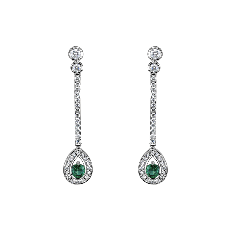 Diamond earrings with Emerald Glamour Drop