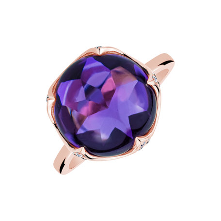 Diamond ring with Amethyst Circle of Blossoms