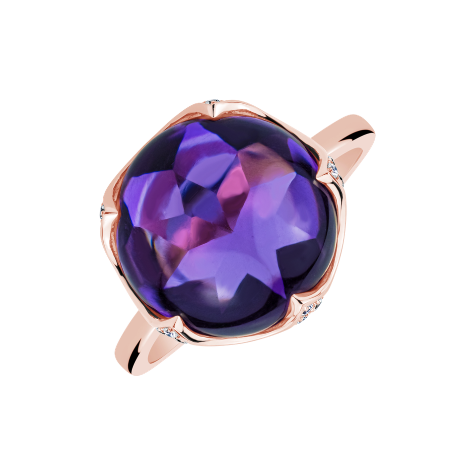 Diamond ring with Amethyst Circle of Blossoms