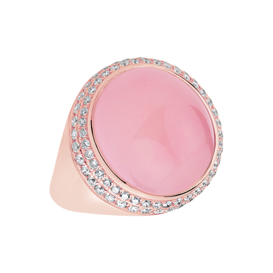 Diamond ring with Rose Quartz Persephonas Devotion