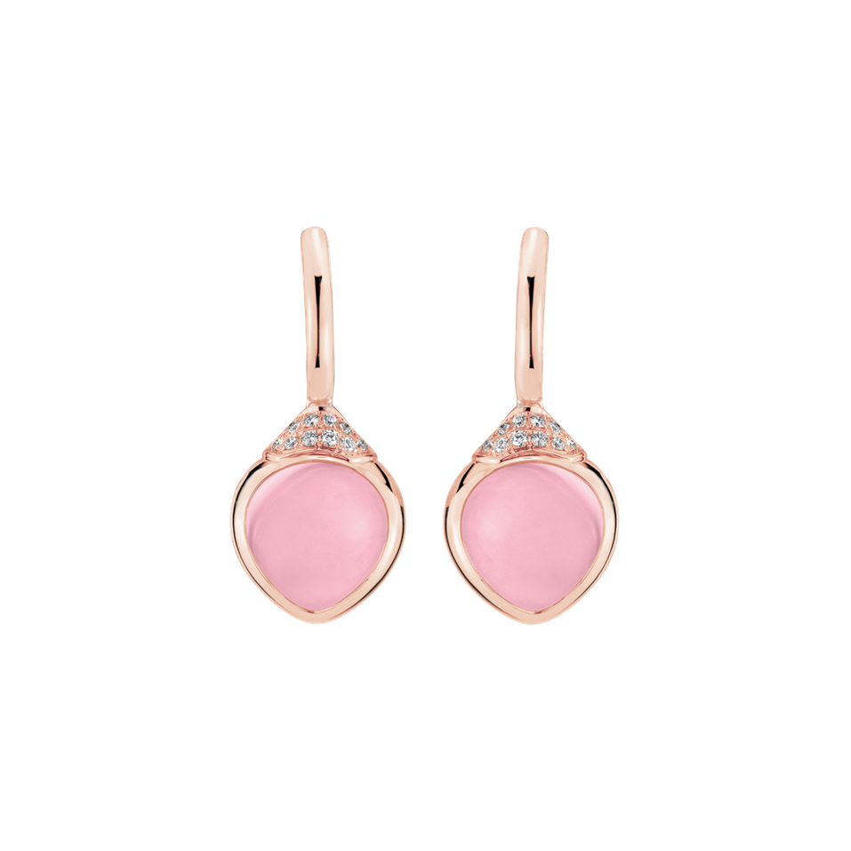 Diamond earrings with Rose Quartz Rosy Blossom