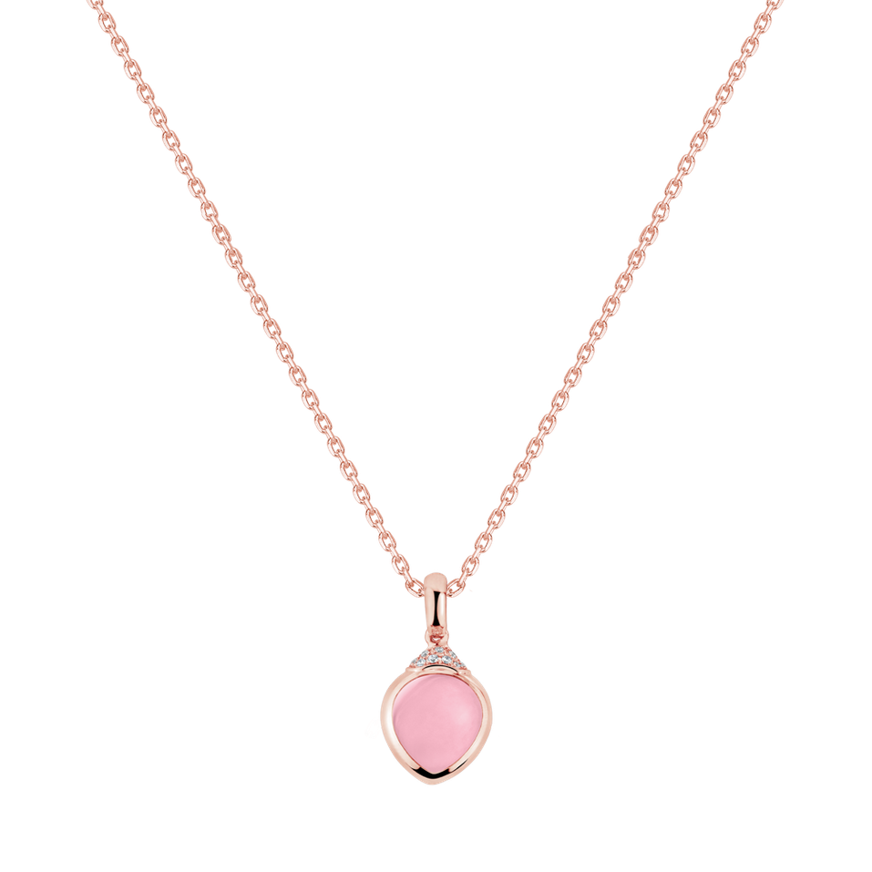 Diamond pendant with Rose Quartz Rosy Blossom