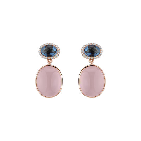 Diamond earrings, Topaz and Rose Quartz Avant Gardener