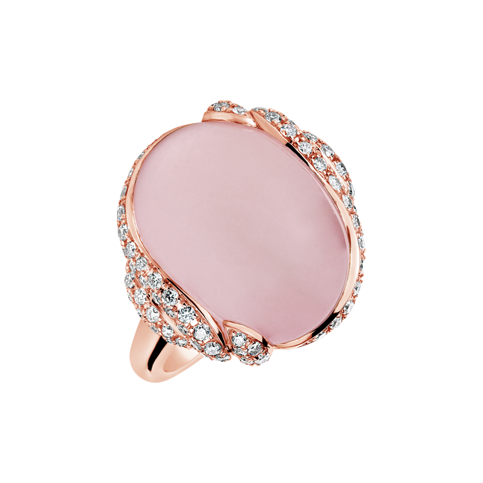 Diamond ring with Rose Quartz Holiness