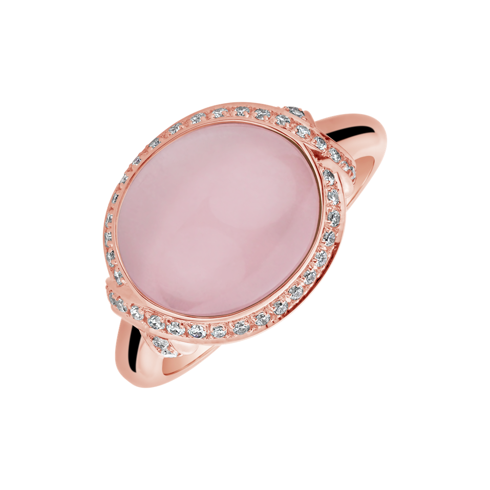 Diamond ring with Rose Quartz Gentle Devotion