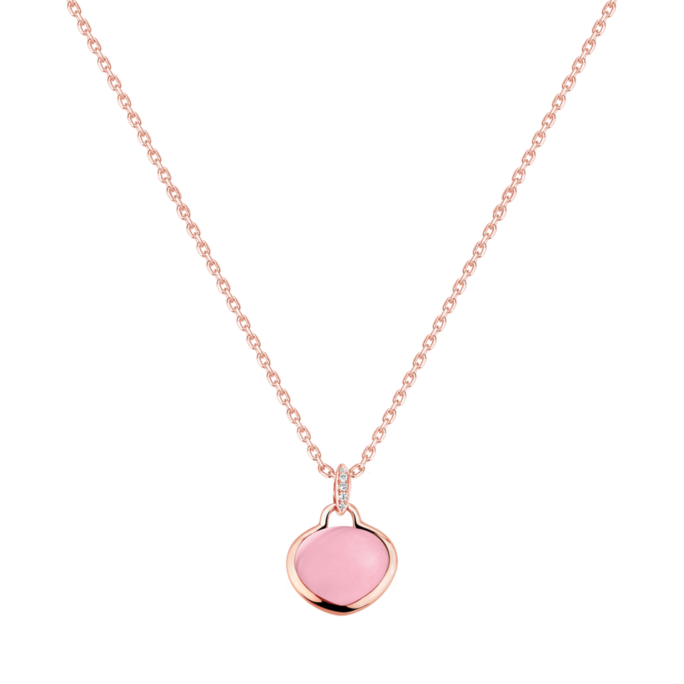 Diamond pendant with Rose Quartz Tender Heart