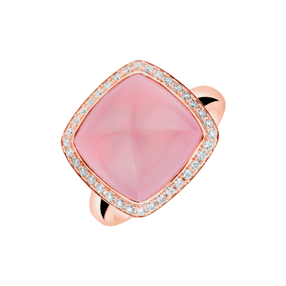 18ct rose gold diamond ring with Rose Quartz Cosmic Mystery