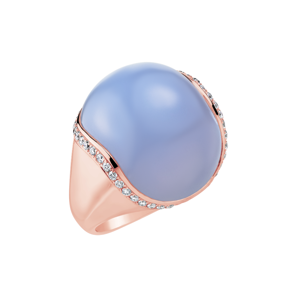 Diamond ring with Chalcedony Mystic Glow