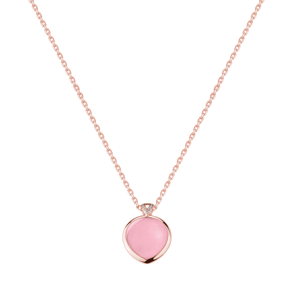 Diamond pendant with Rose Quartz Marble Maiden