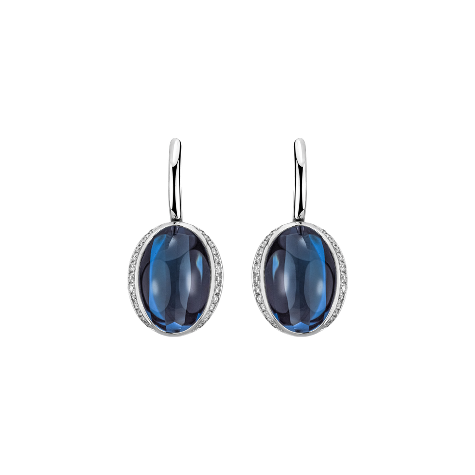 Diamond earrings with Topaz Midnight Spark