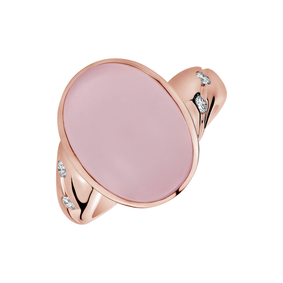 Diamond ring with Rose Quartz Princess Mirror