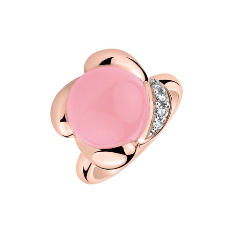 Diamond ring with Rose Quartz Petal Dream