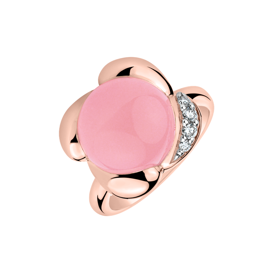 Diamond ring with Rose Quartz Petal Dream