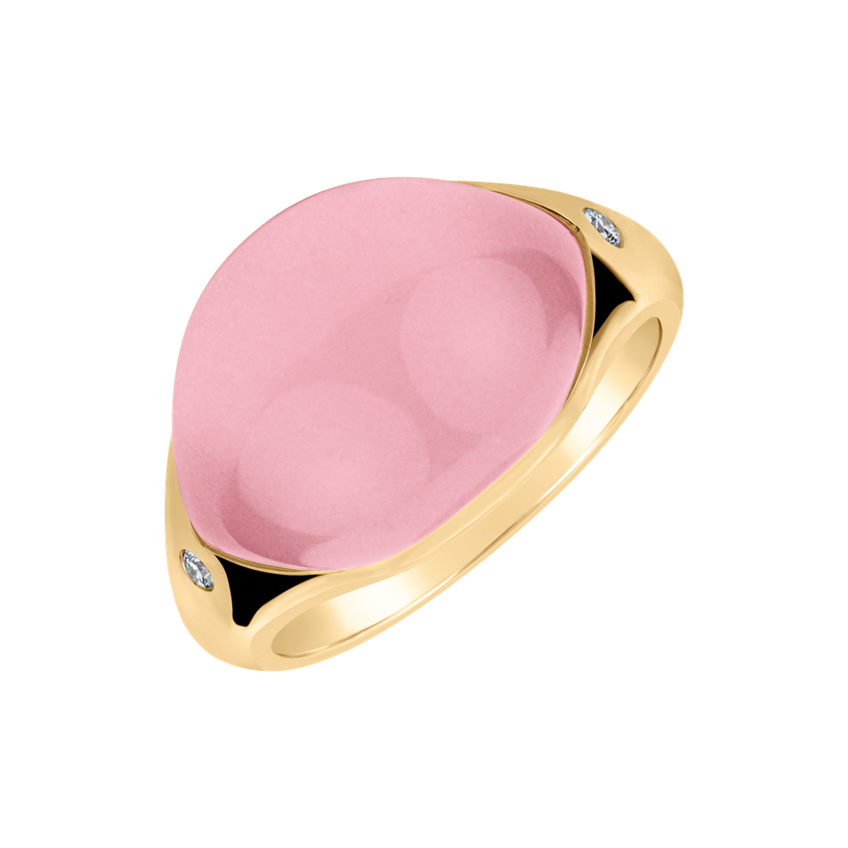 Diamond ring with Rose Quartz Angelonia