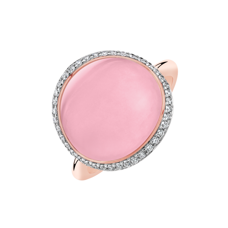 Diamond ring with Rose Quartz Diantha