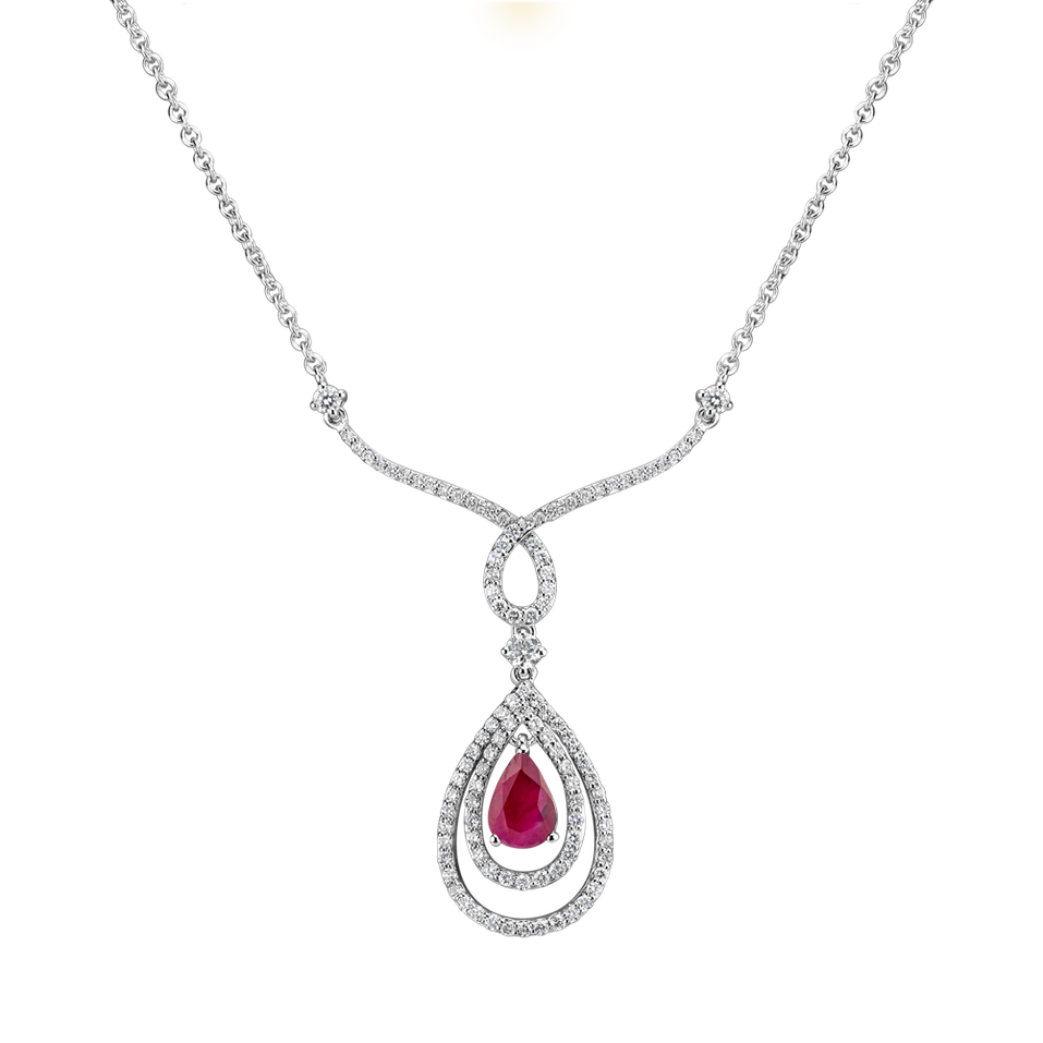 Diamond necklace with Ruby Ruby Tear