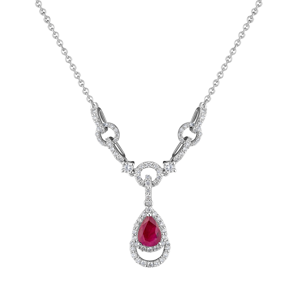 Diamond necklace with Ruby Aurora Drop