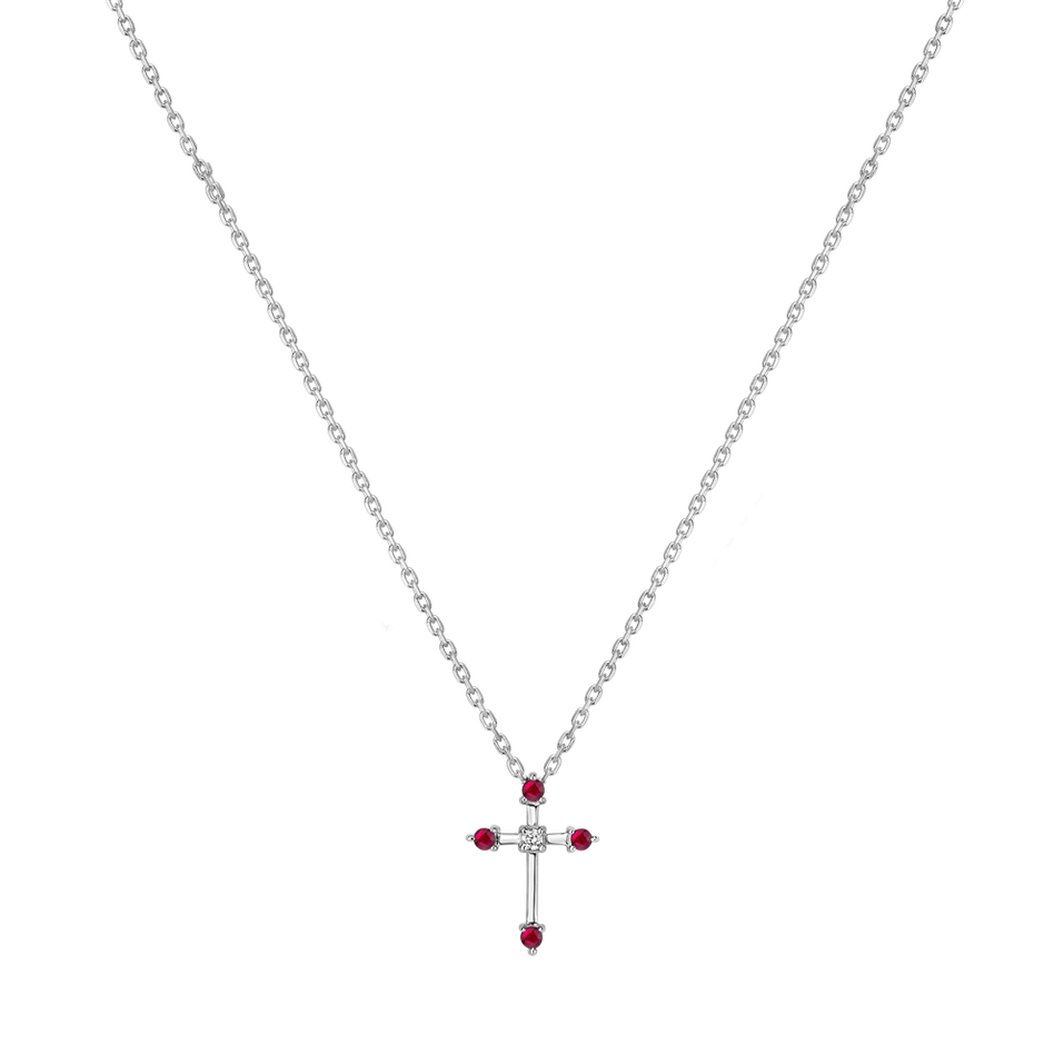 Diamond necklace with Ruby Shiny Cross