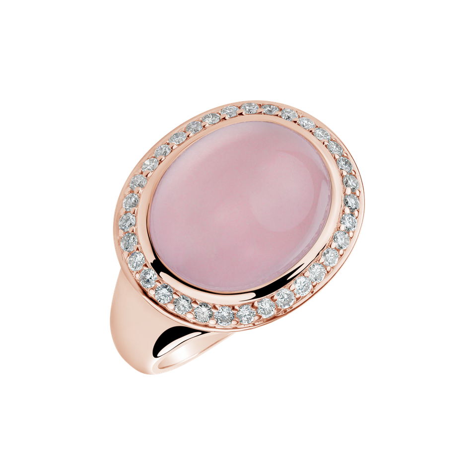 Diamond ring with Rose Quartz Mistress Dream