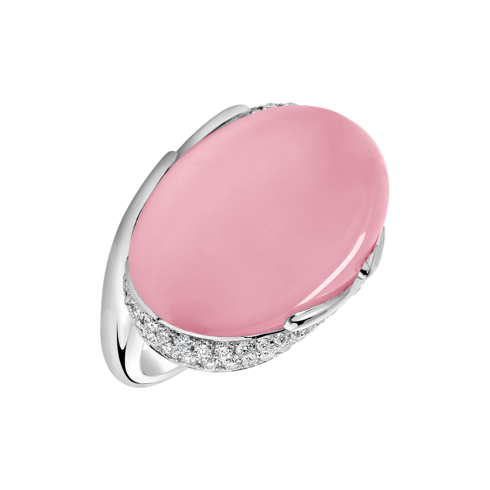 Diamond ring with Rose Quartz Gem Miracle