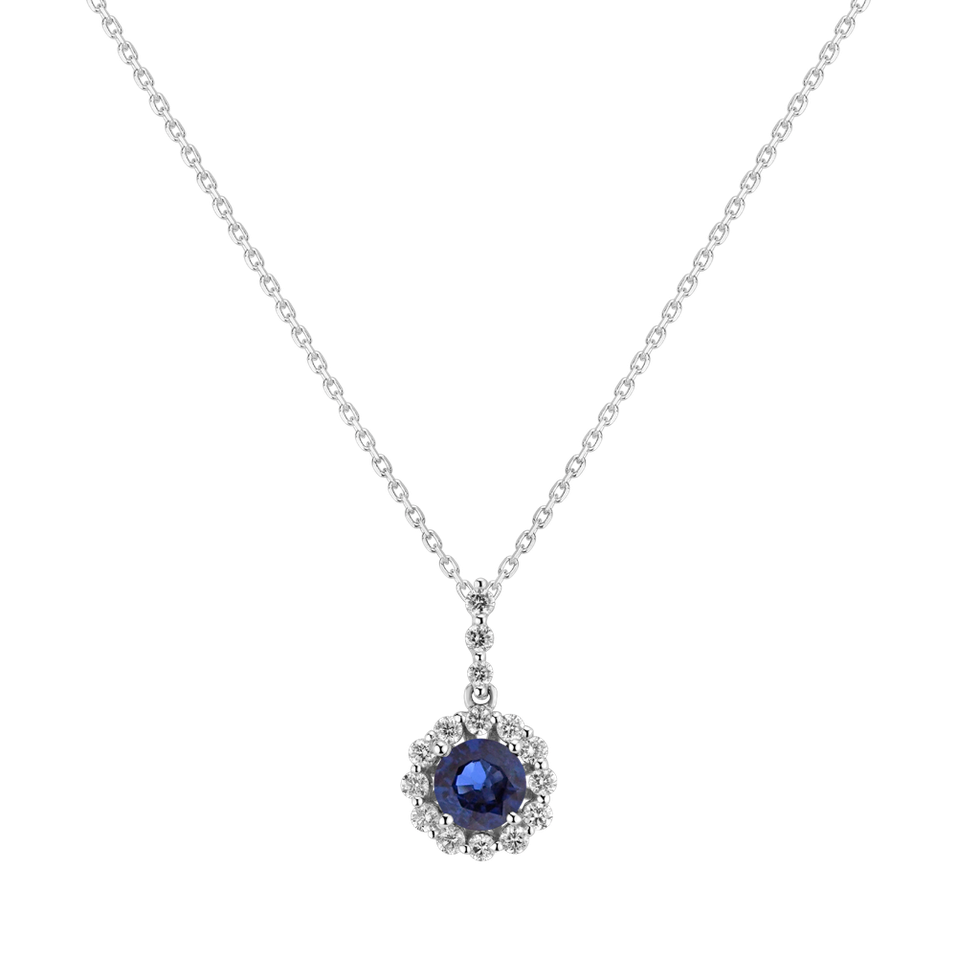 Diamond pendant with Sapphire Composed Flower