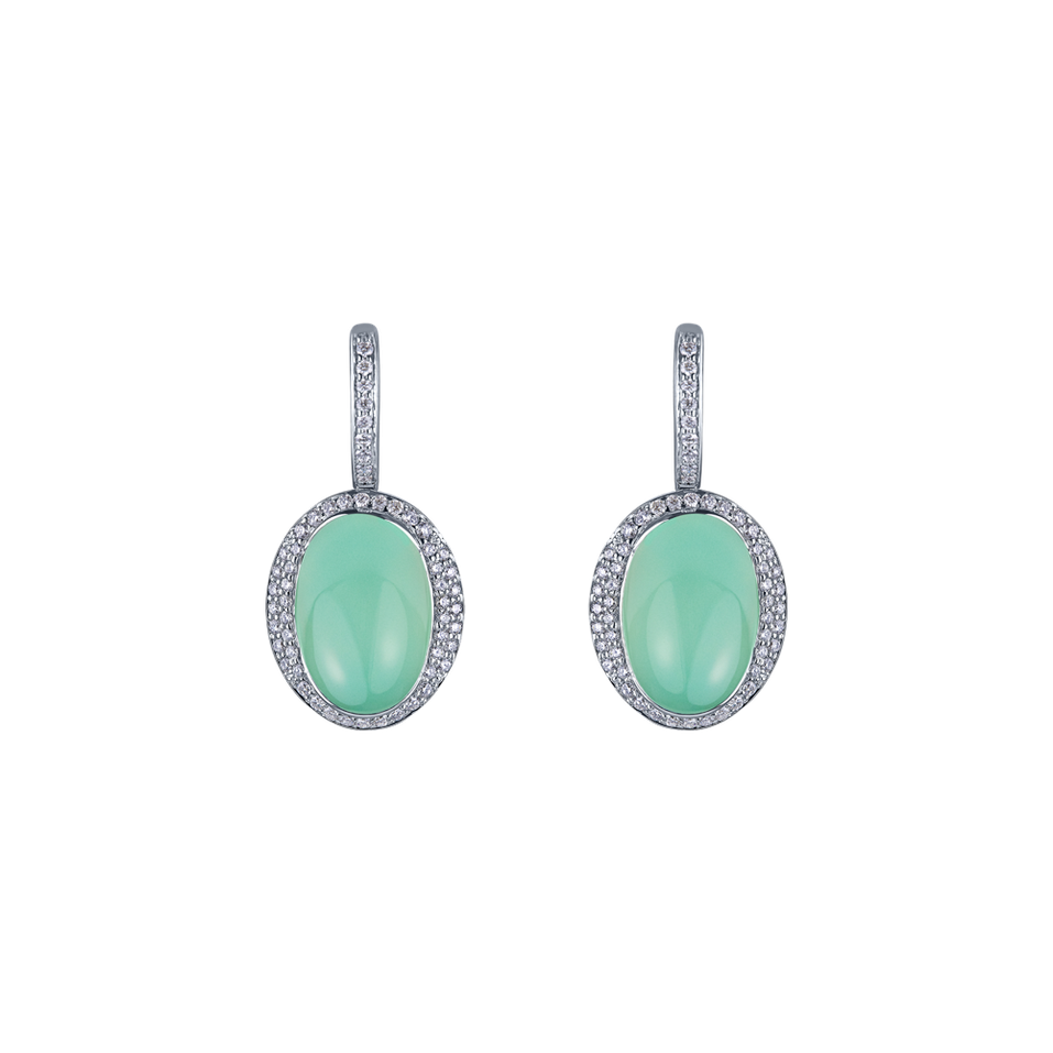 Diamond earrings with Chalcedony Endless Bloom