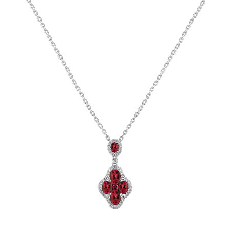 Diamond pendant with Ruby Four-leaf Clover