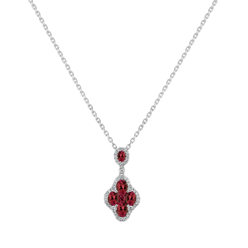 Diamond pendant with Ruby Four-leaf Clover