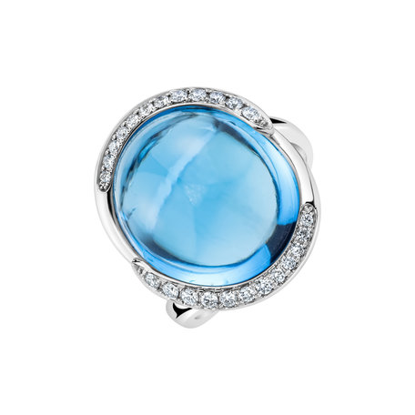 Diamond ring with Topaz Blue Grace