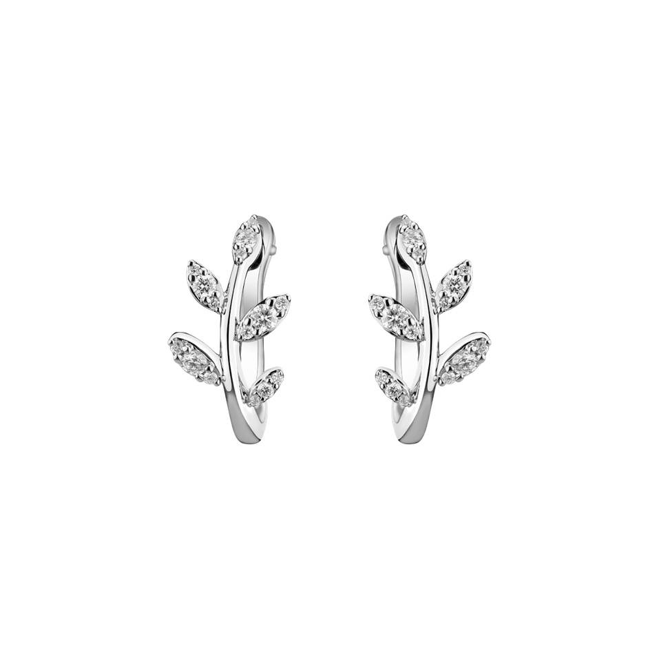 Diamond earrings Frozen Leaf