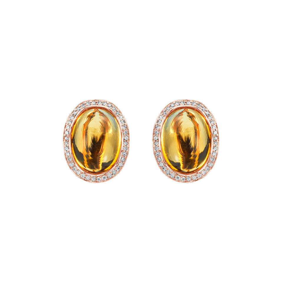 Diamond earrings with Citrine Unwavering Heart