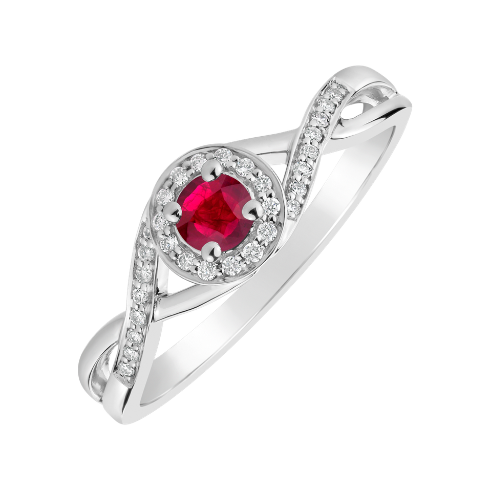 Diamond ring with Ruby Curvy Wish