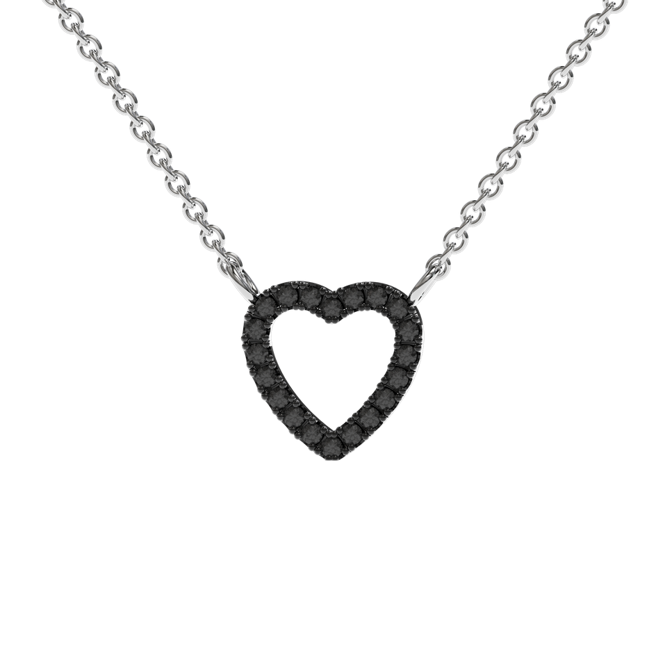 Necklace with black and white diamonds Tender Heart