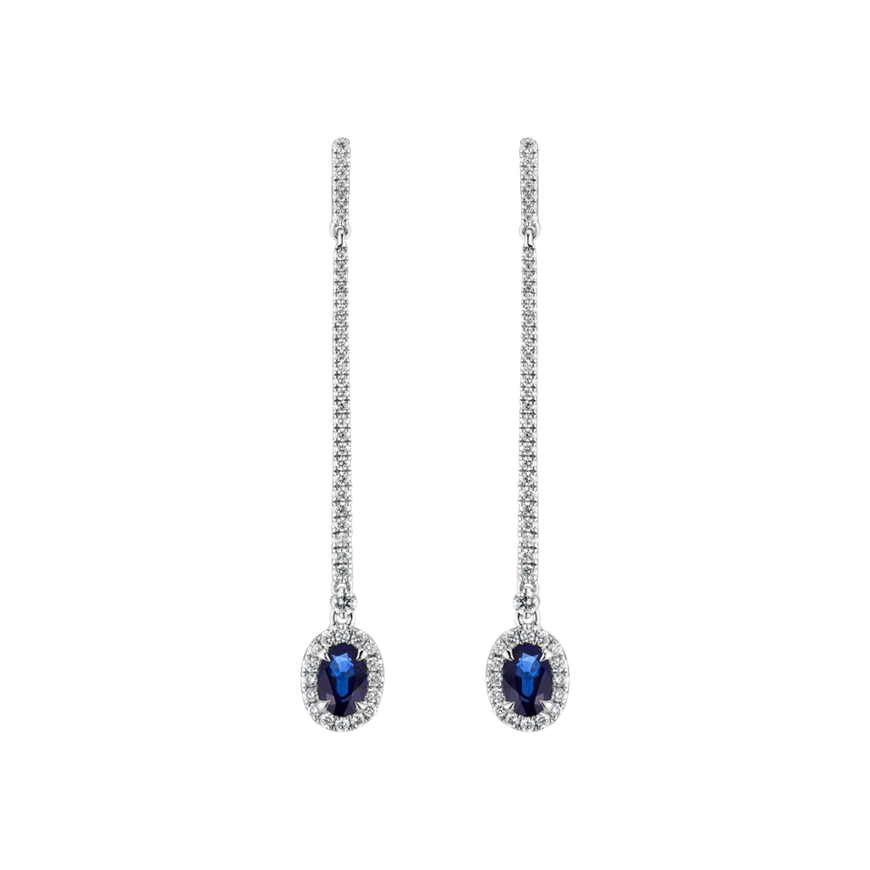 Diamond earrings with Sapphire Jewel Fall